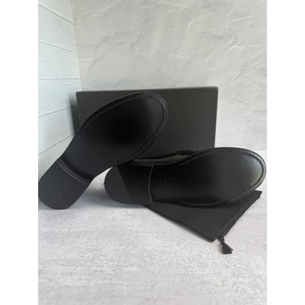 NIB The Kooples Boy’s Smooth‎ Leather Black Loafers Moccasins FR 40 US 6 Slip-On